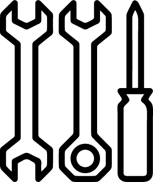 Icône montrant trois outils : un tournevis et deux clés à molette.