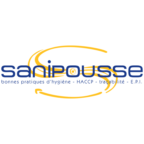 Logo de la société Sanipousse, distributeur de matériel de test et d'hygiène pour les professionnels de la restauration